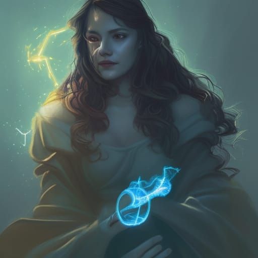 Epic Wizard Duel in Moonlight, Digital Art