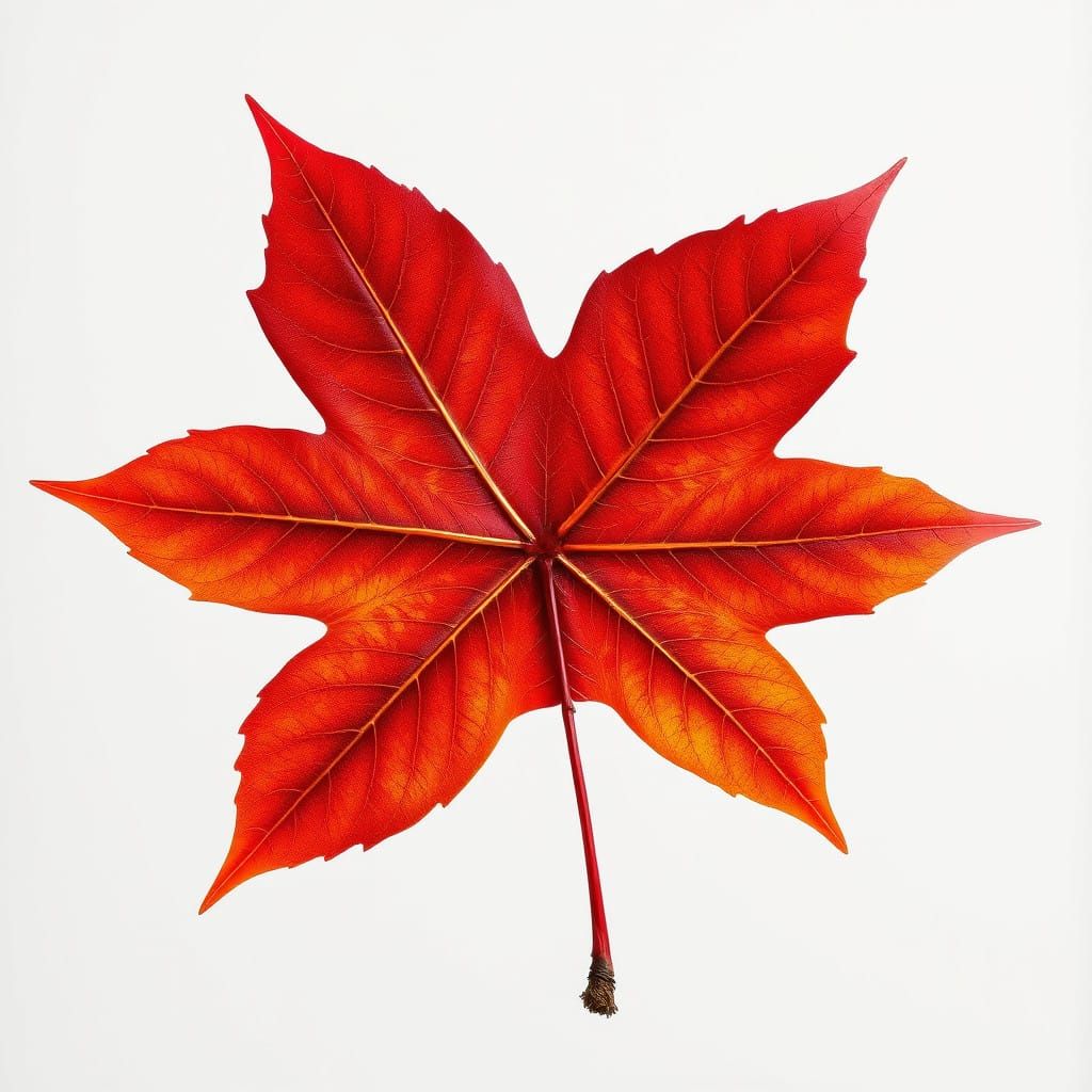 Vibrant Maple Leaf with Perfect Symmetry in Hyper-Realistic....