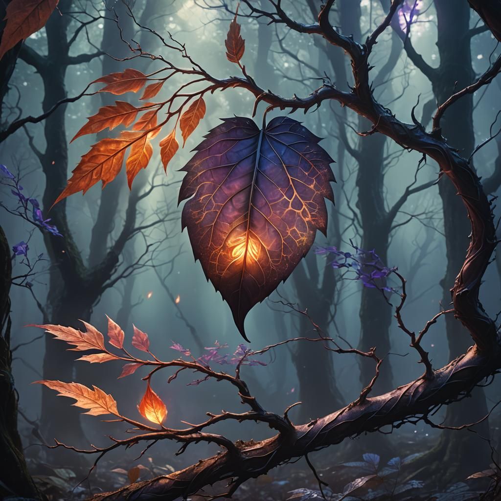 Angry Leaf in Mystical Forest, Fantasy Concept Art
