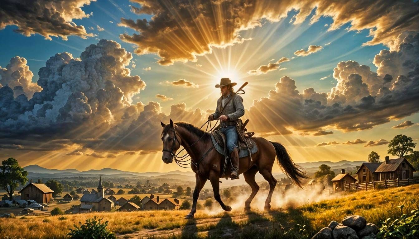 Outlaw Rides into Sunset with Big Iron