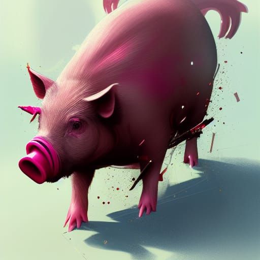 Fearsome Pig Warrior King with Golden Crown