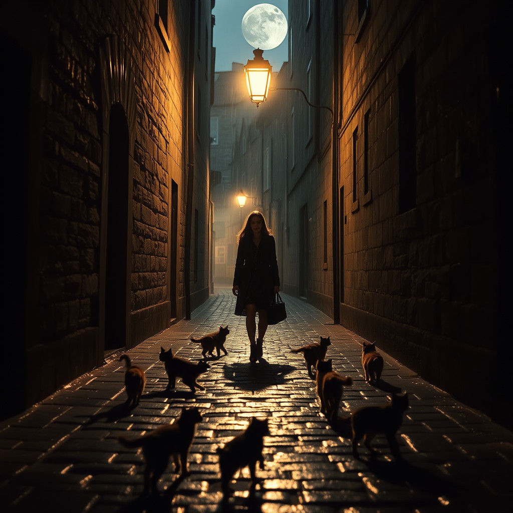 Edinburgh Alleyway at Night in Cinematic Style