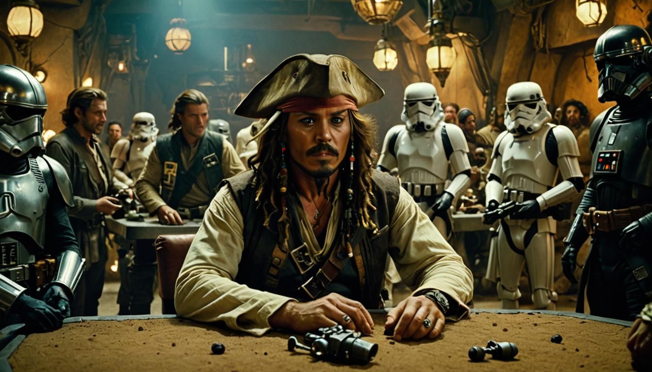 Jack Sparrow in Star Wars Cantina: Cinematic Film Still