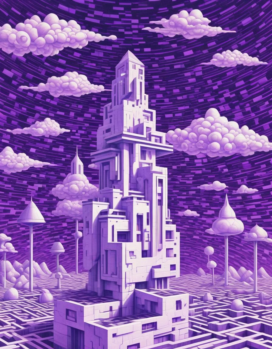 Ethereal Minimalist Tower in Retrofuturist Style