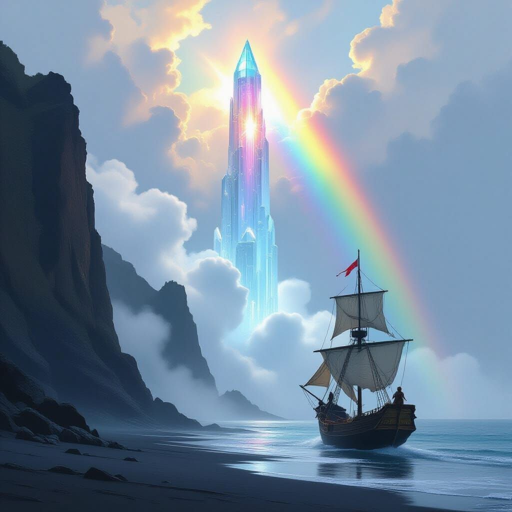 Ethereal Crystal Tower Emerges in Mystical Realism