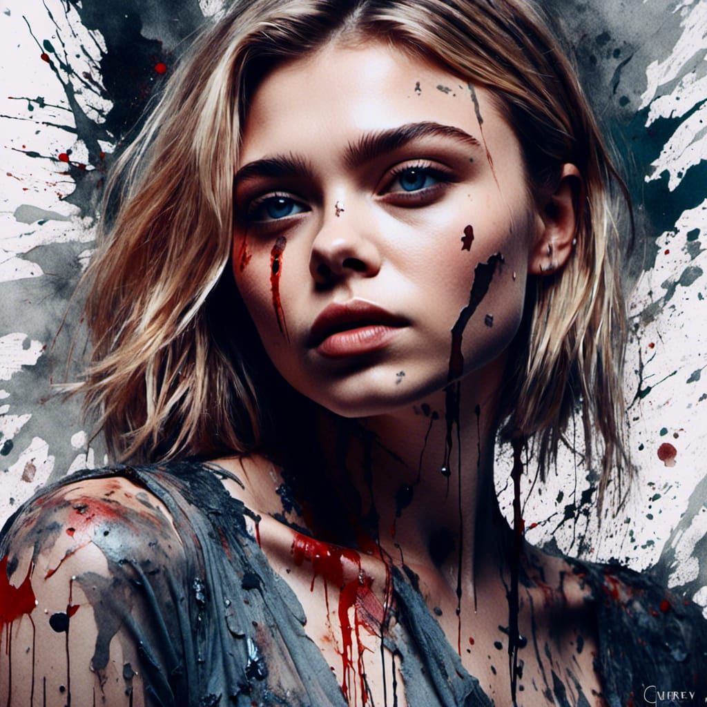Macabre Portrait of Chloë Grace Moretz in Noir Style