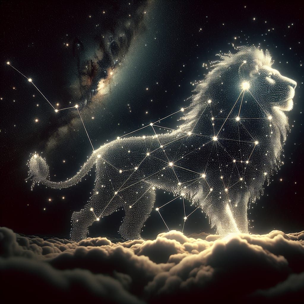 Radiant Stars Form Leo Constellation in Night Sky