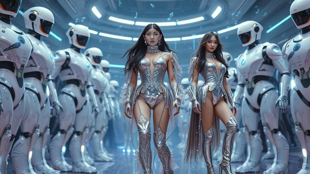 Futuristic K-Pop Music Video in Cyberpunk Style