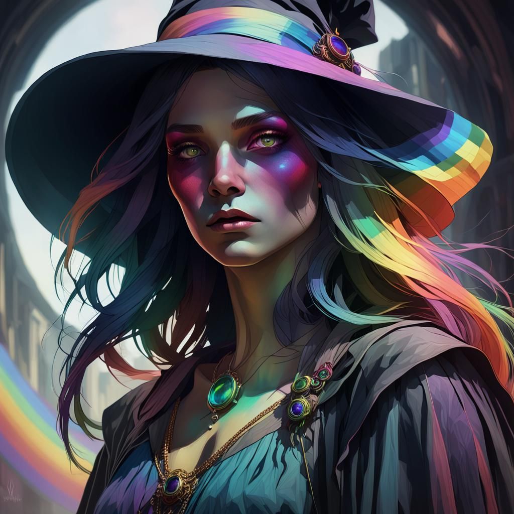 Ethereal Dark Witch Portrait in Digital Art Style