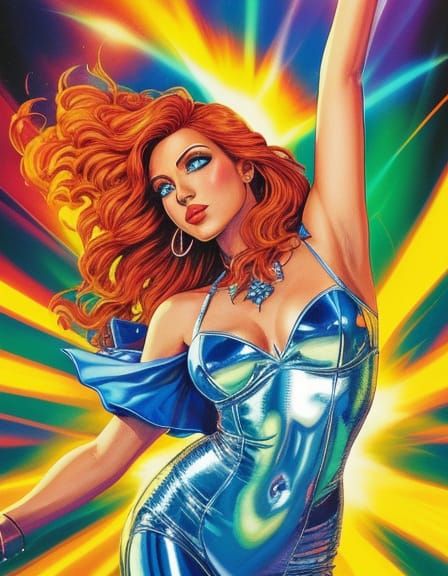 Illuminati Disco Party in Comic Book Style