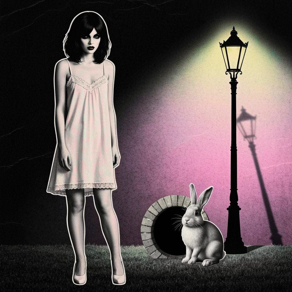 Street lamp and rabbit