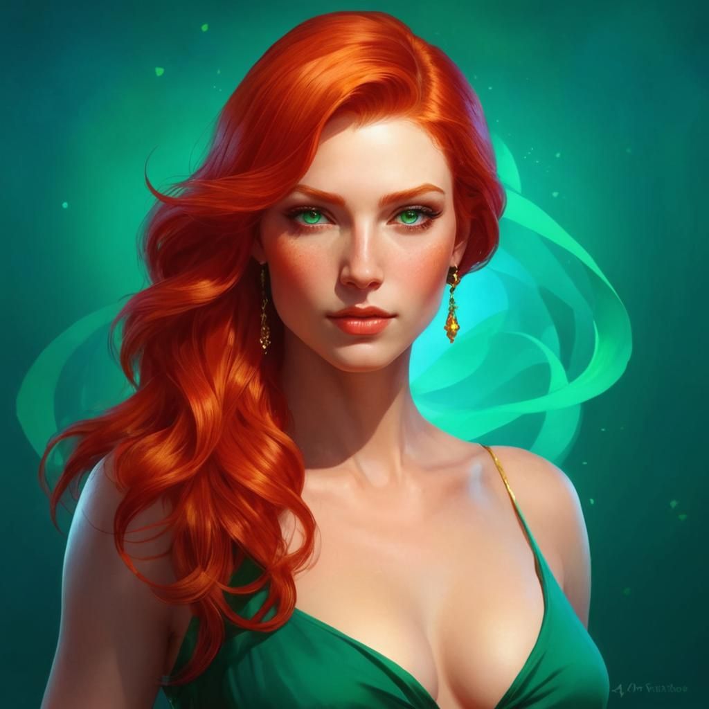 Redhead Portrait in Art Nouveau Style
