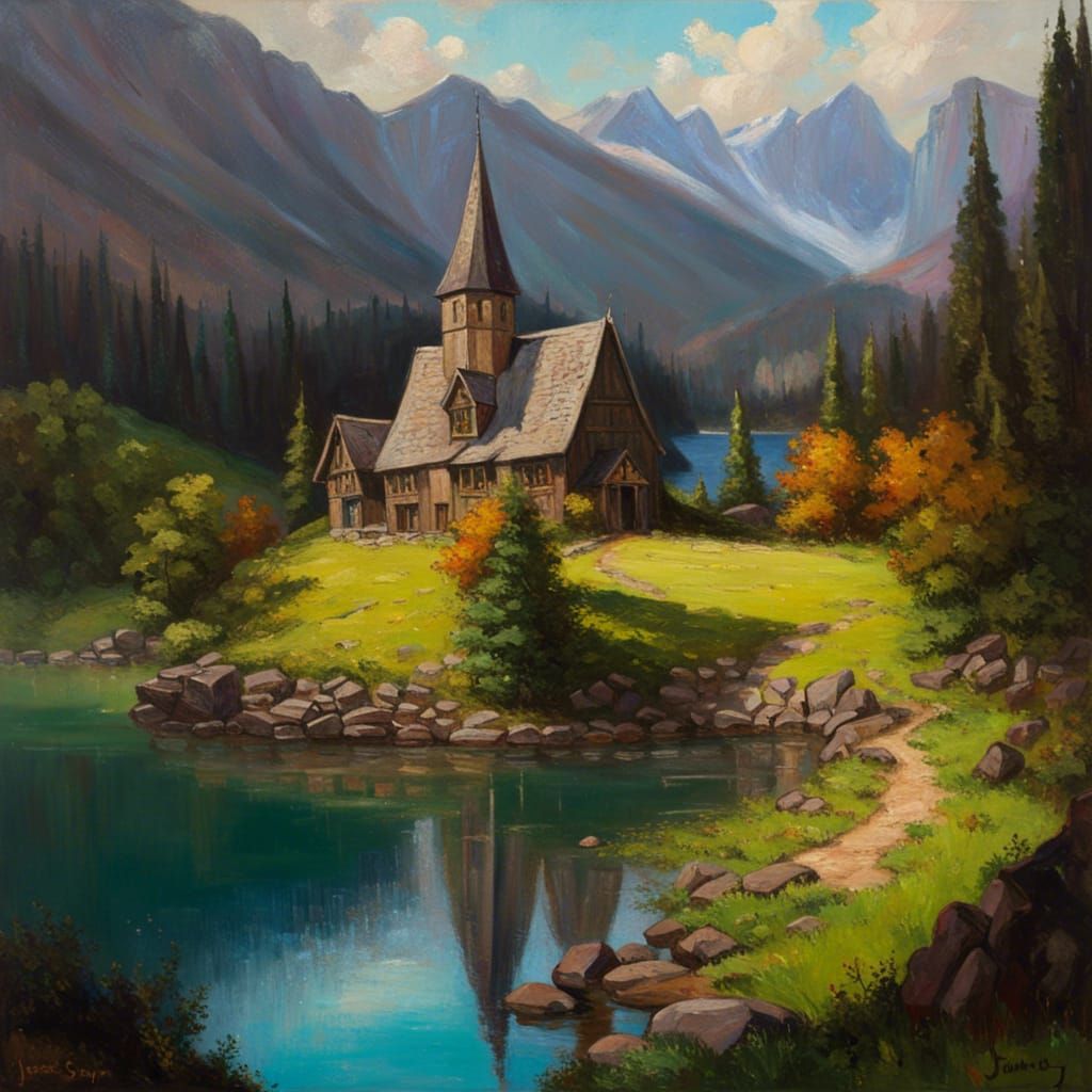 Victorian Cottagecore Village by Lake and Forest