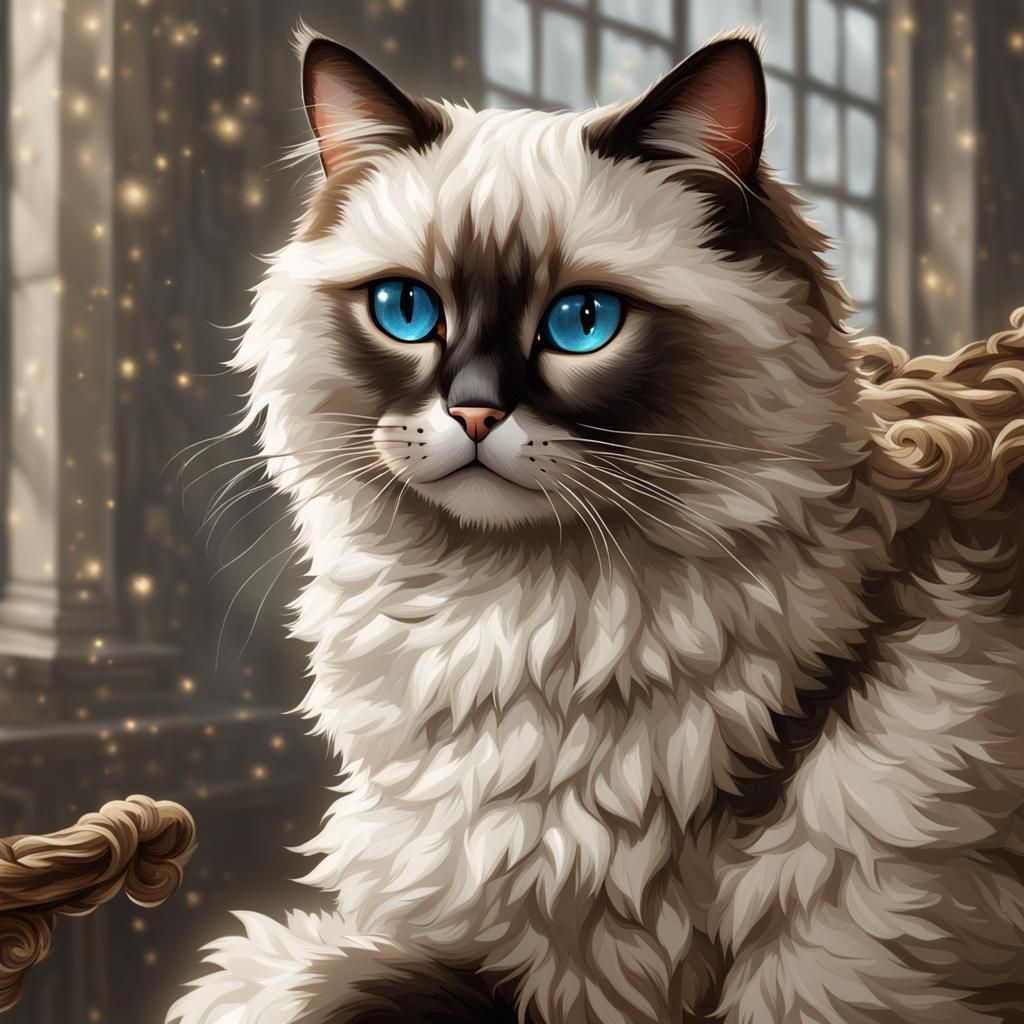 Utopian Ragdoll Cat Illustration with Uplighting