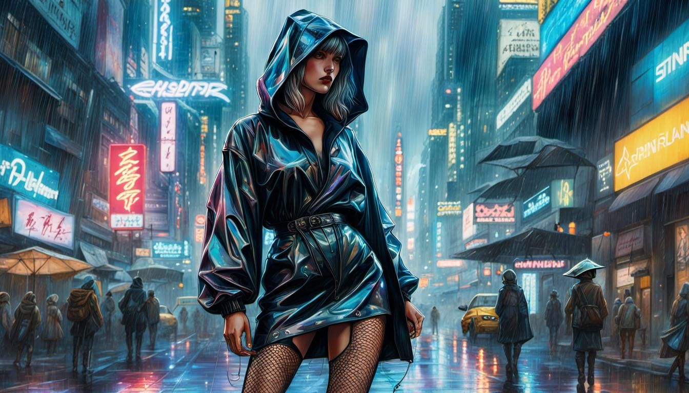 Cyberpunk Space Girl Dragon Rider in Chrome