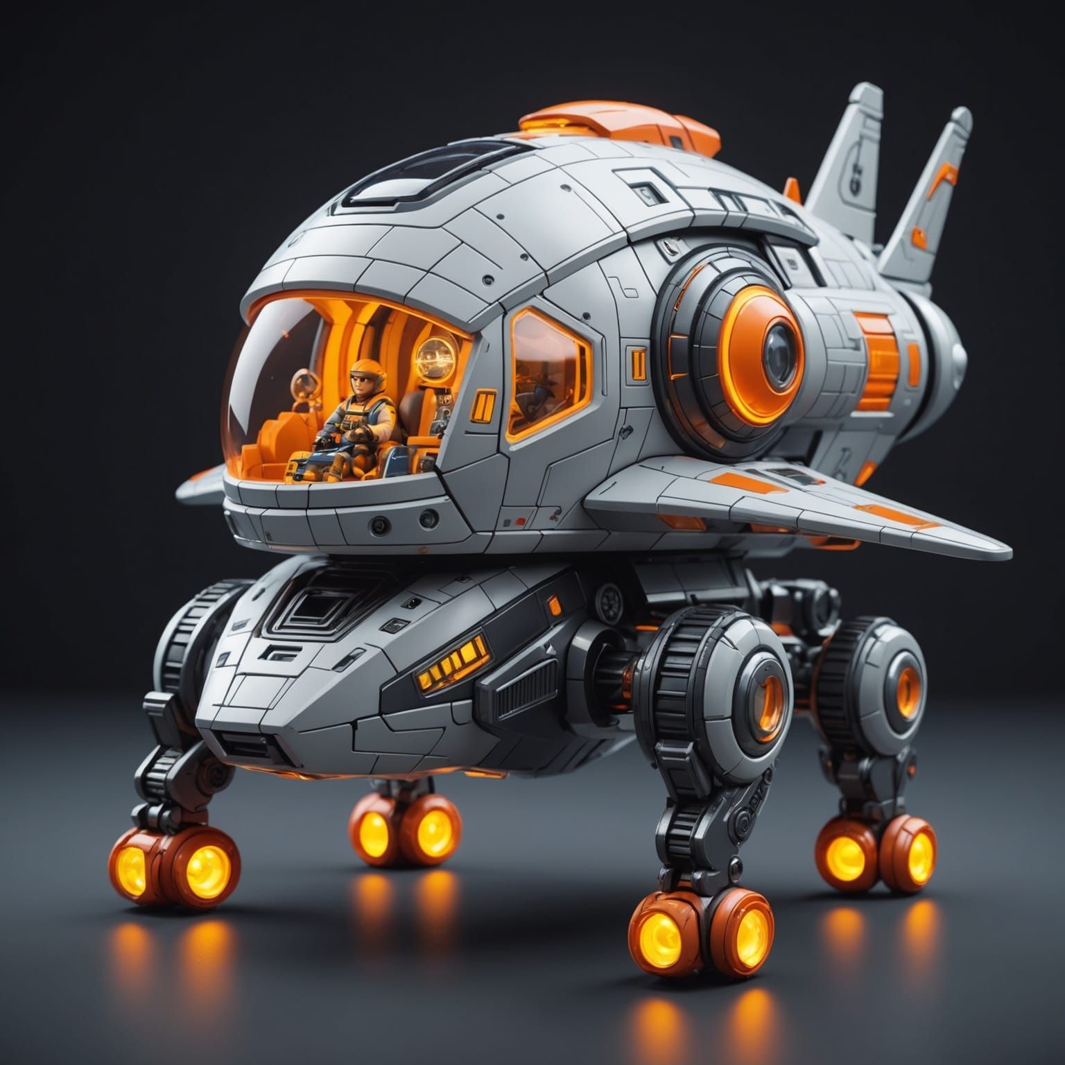High-Tech Toy Spaceship with Glowing Details