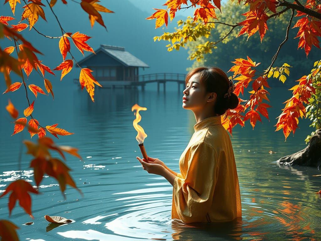 Vietnamese Woman in Autumn Serenity