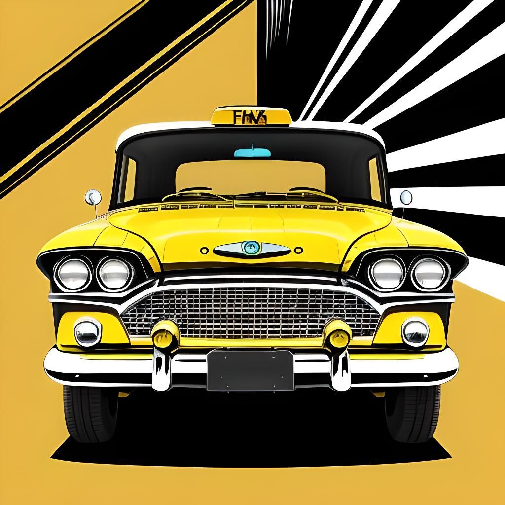 1960s Yellow Cab in Abstract Vector Art