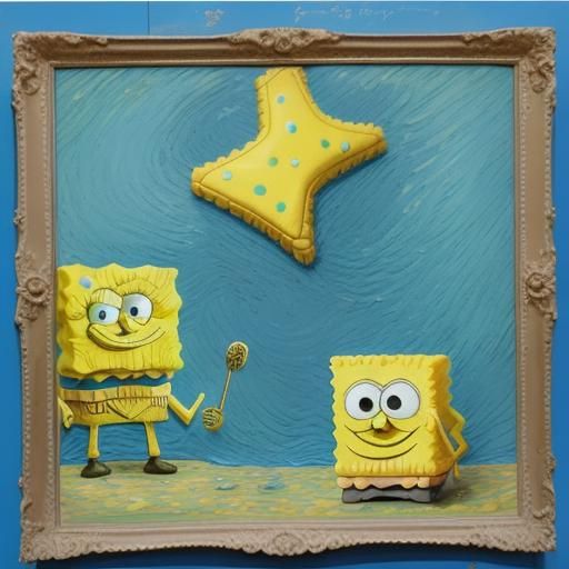 Spongebob Squarepants as Van Gogh Painting