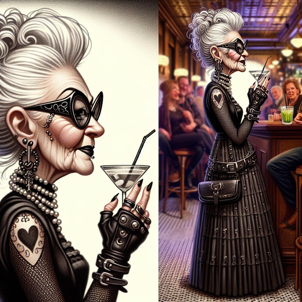 Bohemian Woman Enjoying Margarita as Caricature