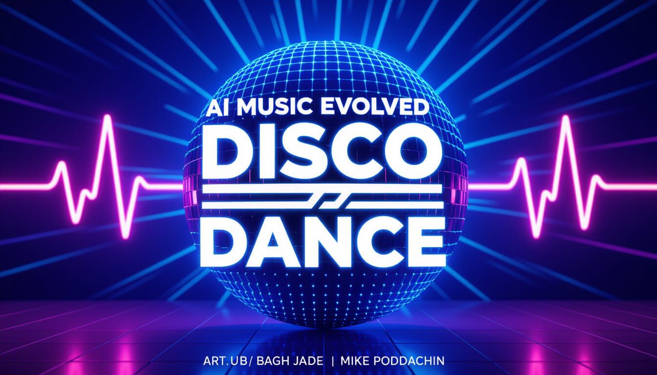 AI Music Evolved Disco Ball in Neon Light