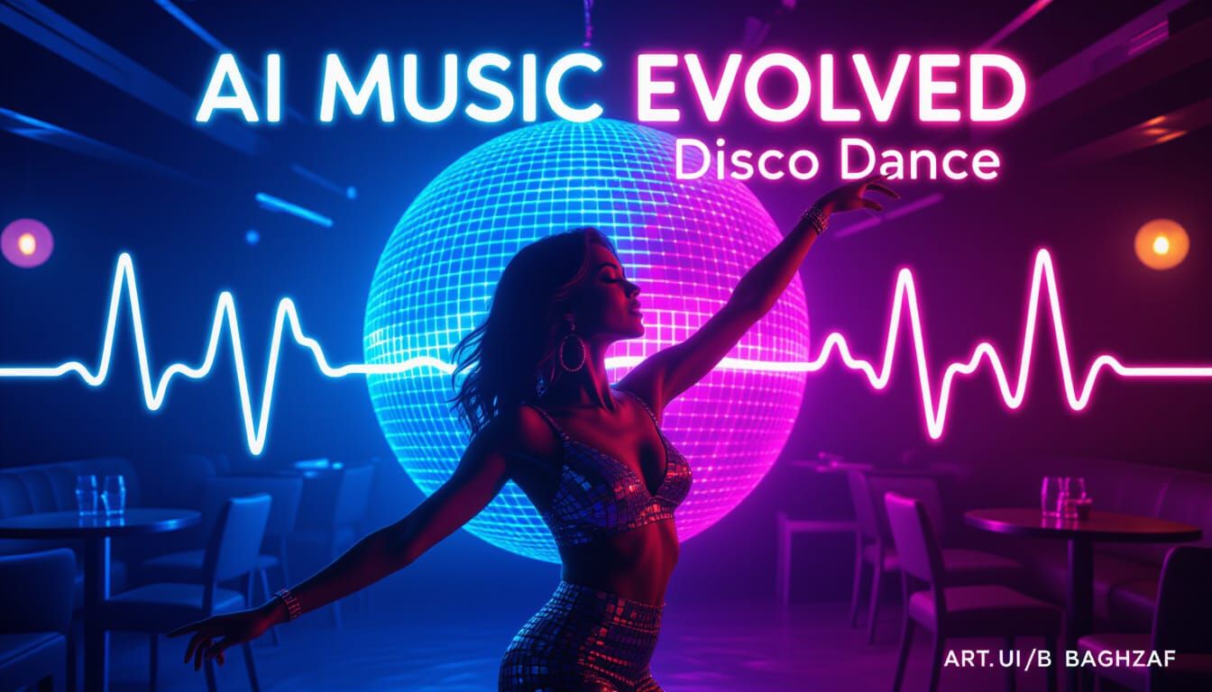 Neon Nightclub Dance with Disco Ball, Photography Style