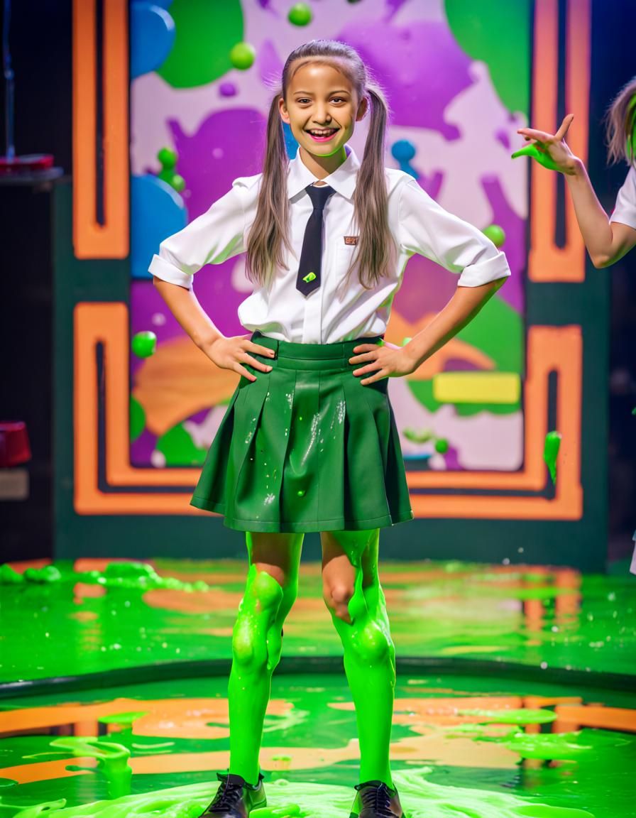 Girl Slimed on Nickelodeon Gameshow in 8K