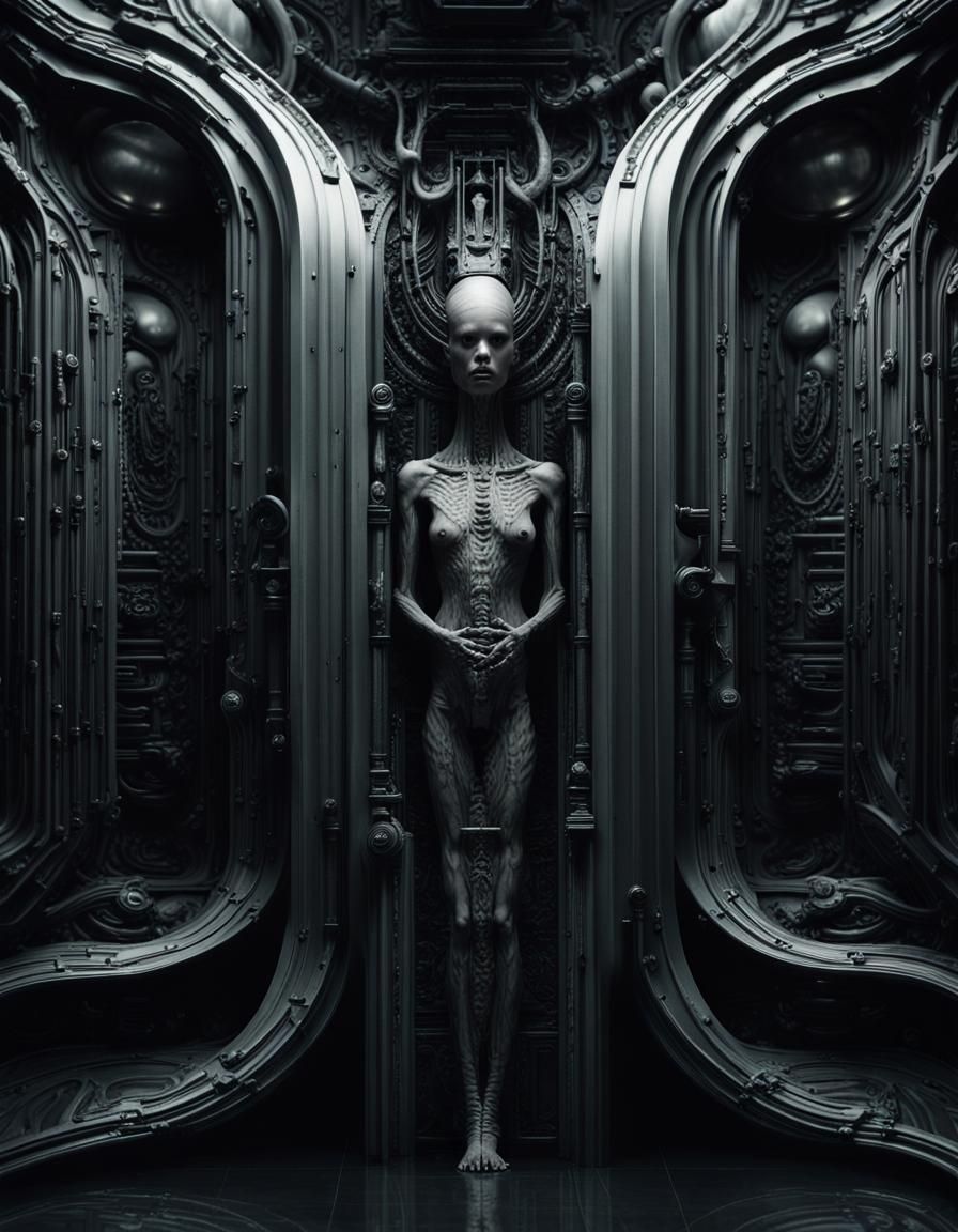 Dark Sci-Fi Portrait in Giger Style