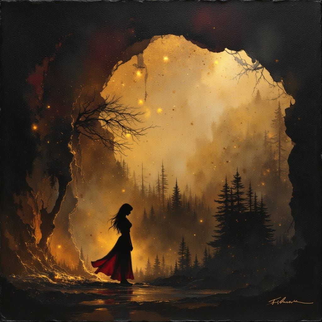 Golden Black Watercolor Night Flowers: A Poetic Vision