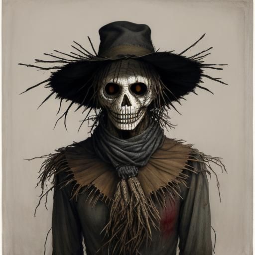 Creepy Scarecrow Illustration in Horror Style