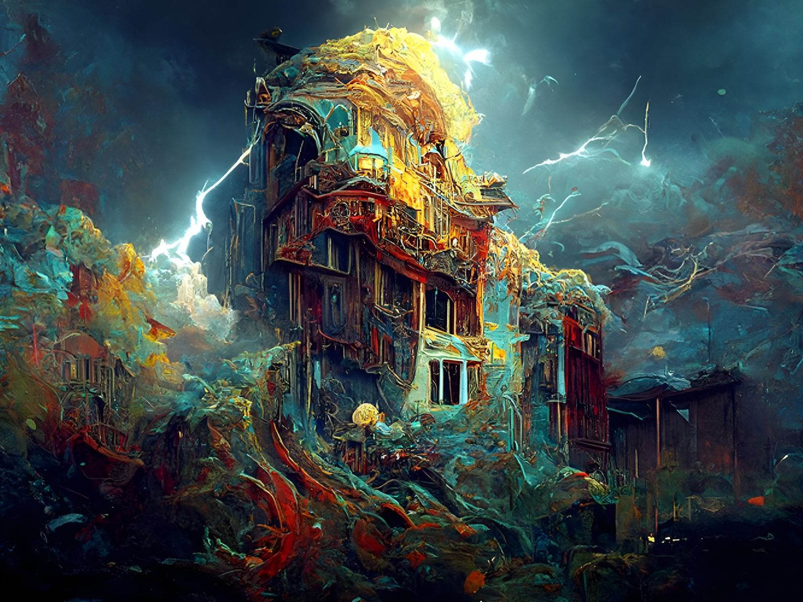 Apocalyptic Storm Over House: Hyperrealistic Digital Art