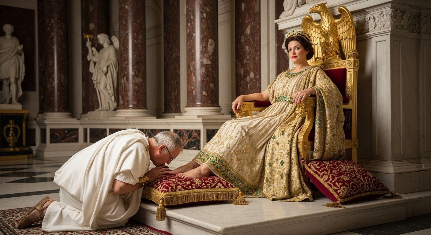 Empress Messalina on Her Throne in Lavish Toga