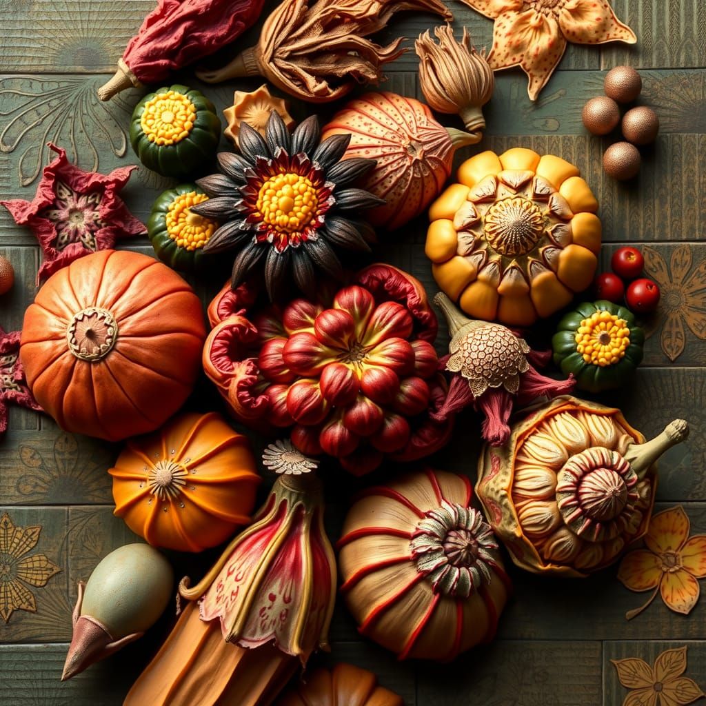 Exotic Seeds in Art Nouveau Style