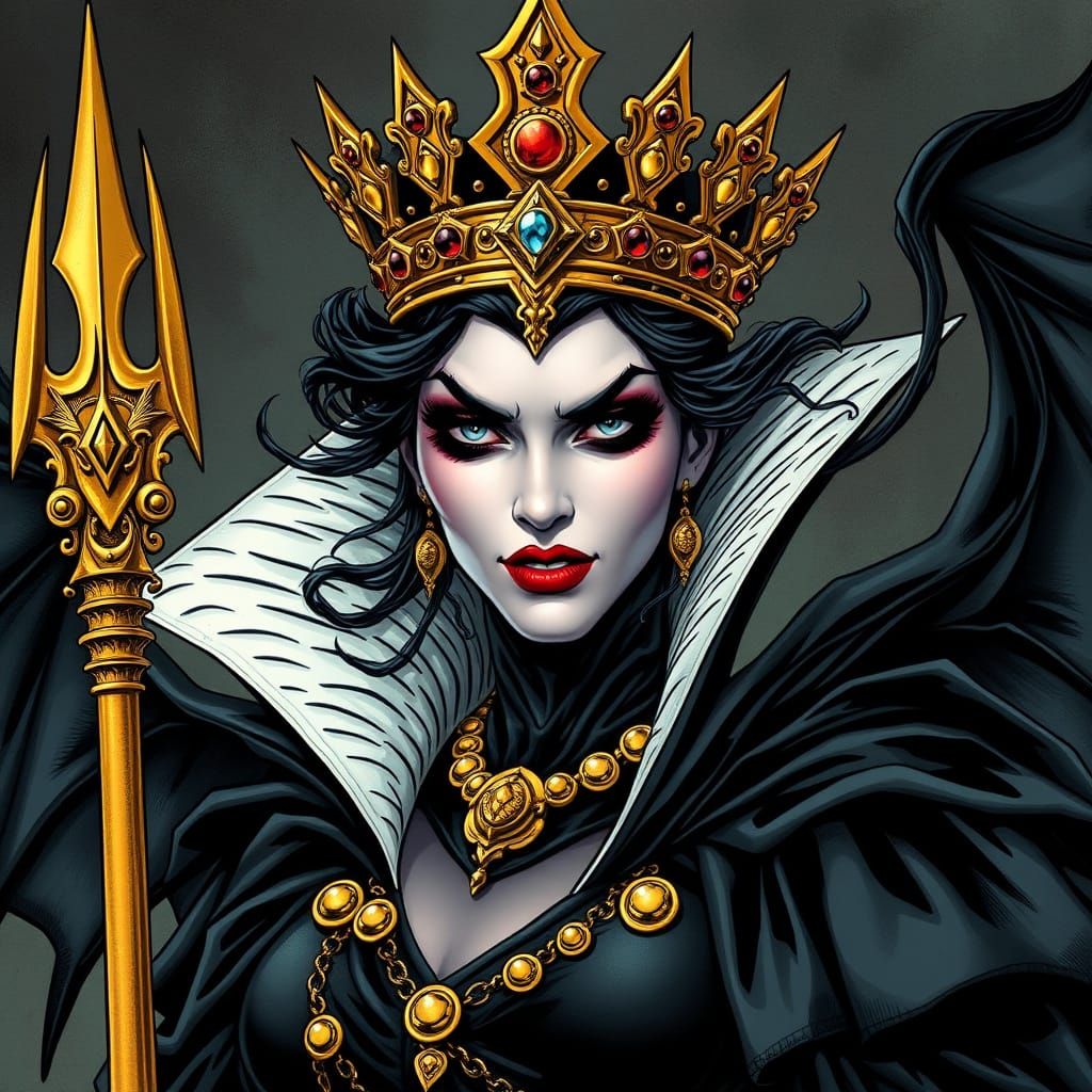 Evil Queen Grimhilde Portrait in Comic Book Style