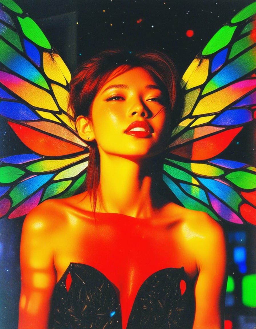 Ethereal Chinese Fairy with Stained Glass Wings