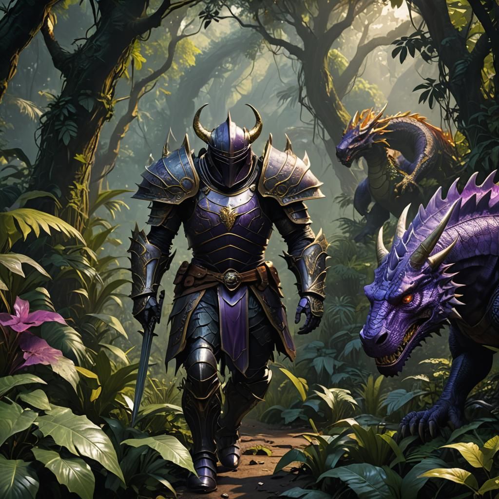 Knight in Jungle, Dark Fantasy Concept Art