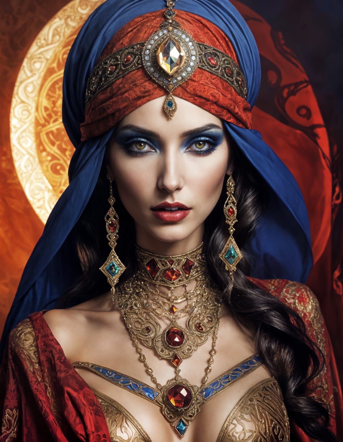 Arabian Nights Beauty in Oil Paint Style