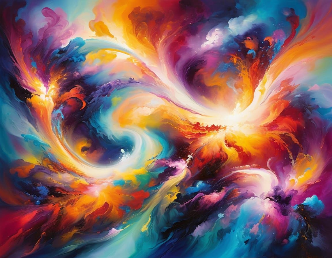 Vibrant Cosmic Dreamscape in Surrealist Oil Painting Style