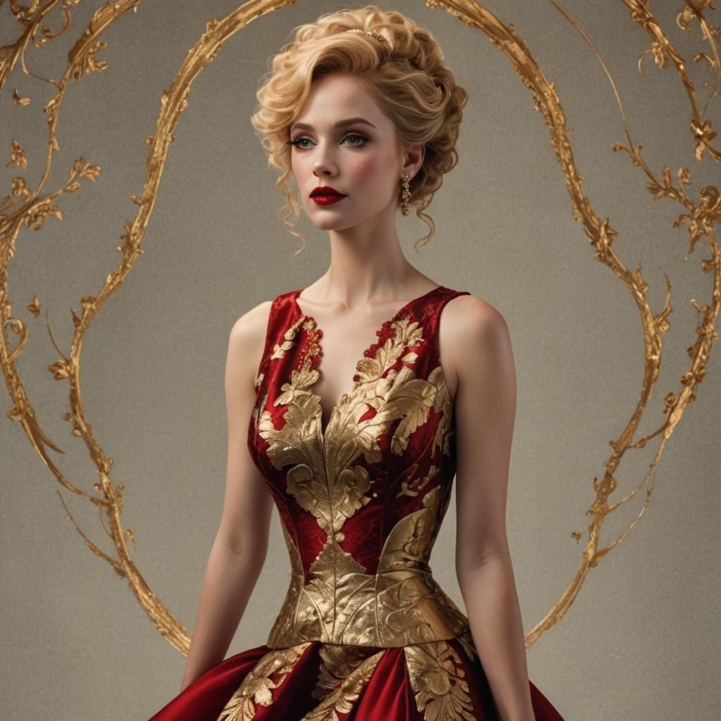 Elegant Woman in Victorian Dress, Hollywood Portrait