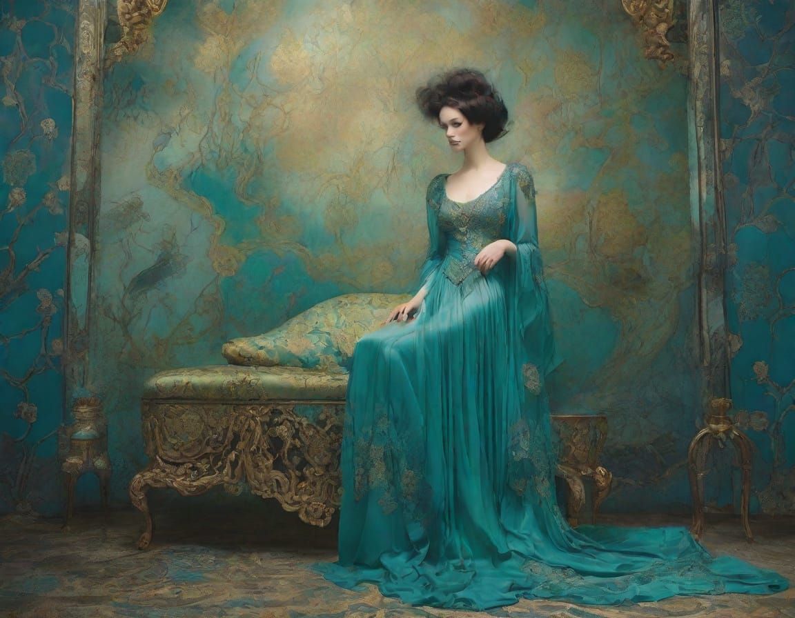 Portrait in teal