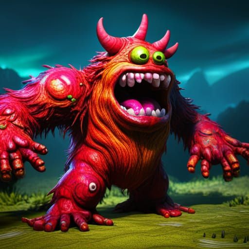 Fantastical Candy Monster in Detailed Matte Painting