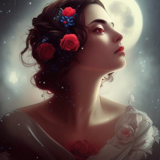 Gothic Victorian Woman in Eerie Moonlight Portrait