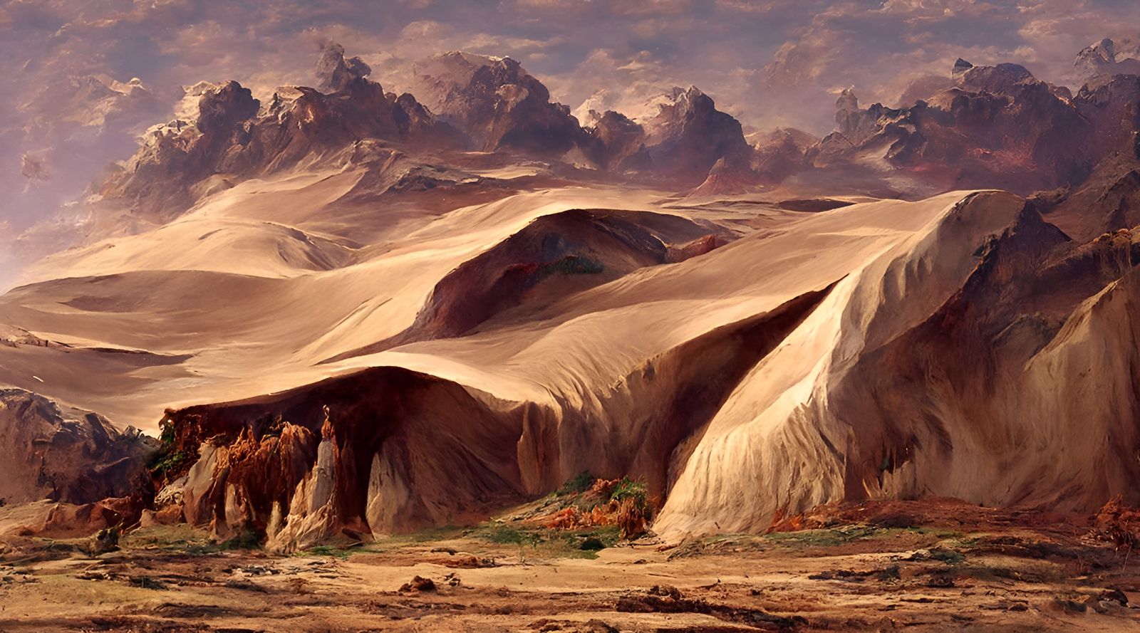 Gobi Desert Landscape in Bierstadt and Church Style