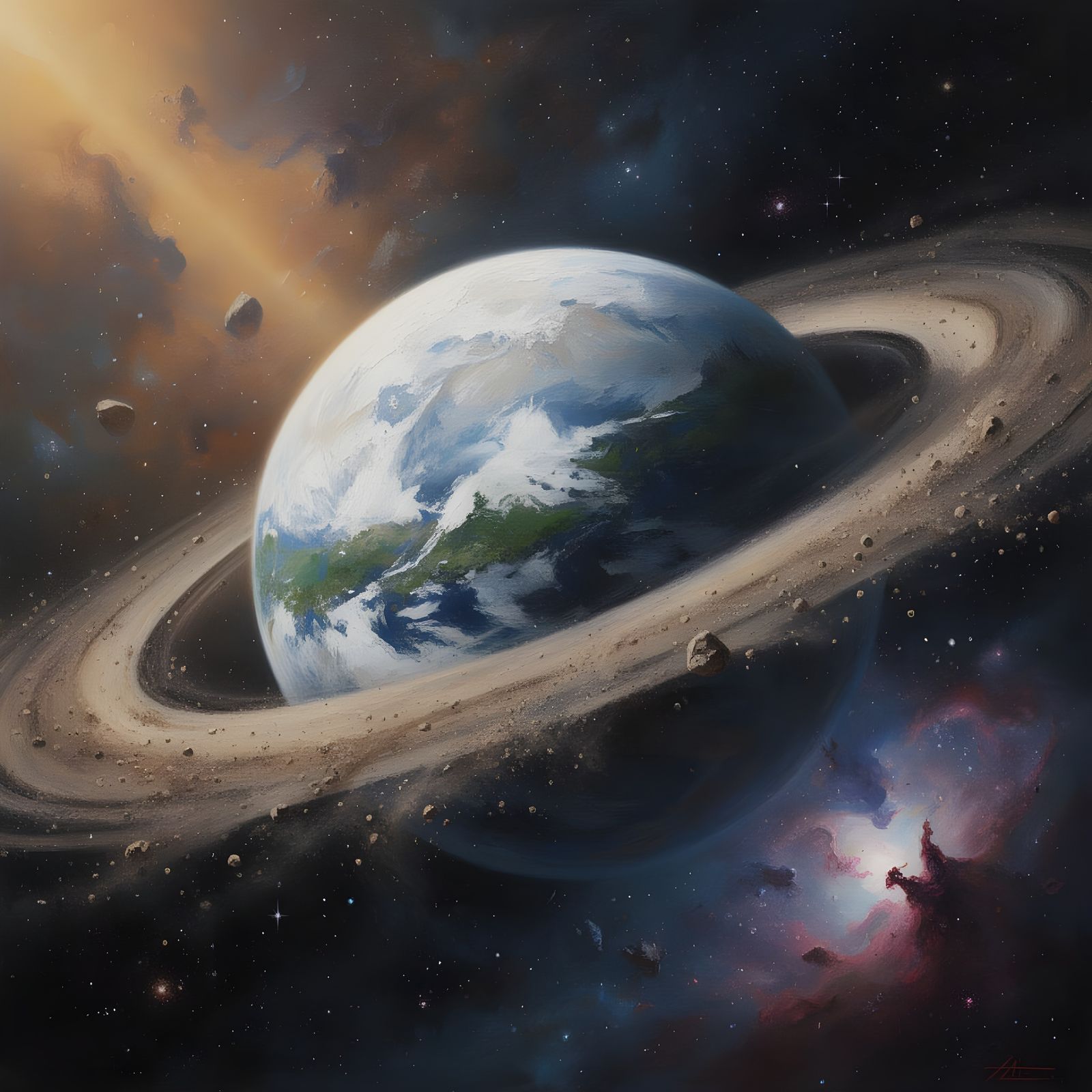 Exotic Iced Planet with Rings in Deep Space