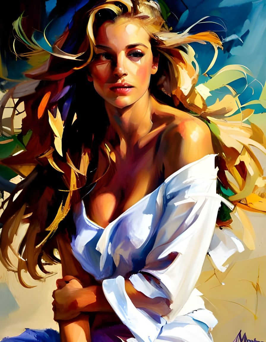 Dreamlike Portrait of Woman with Long Hair