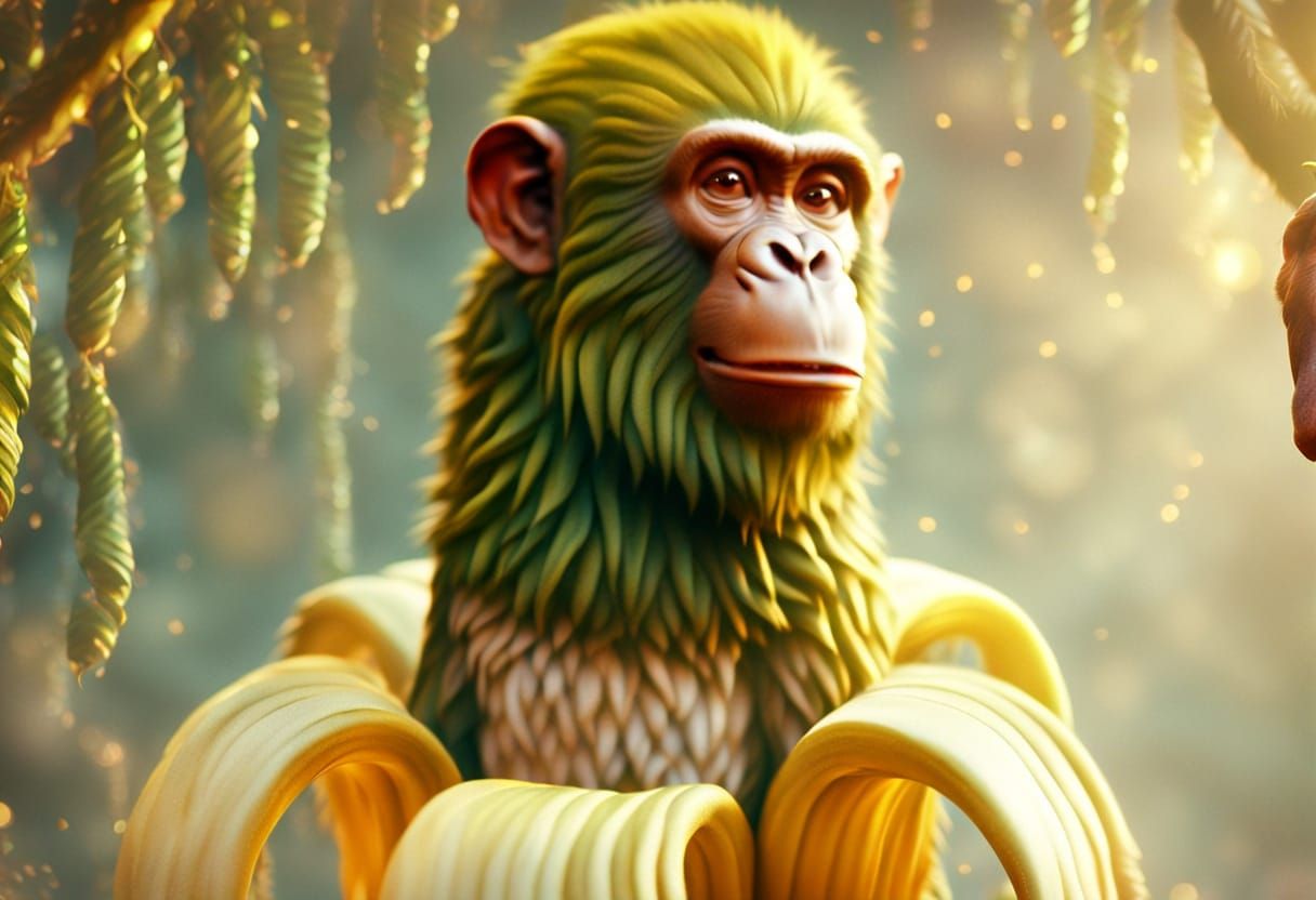 Vibrant Chimpanzee Portrait in Whimsical Surrealism