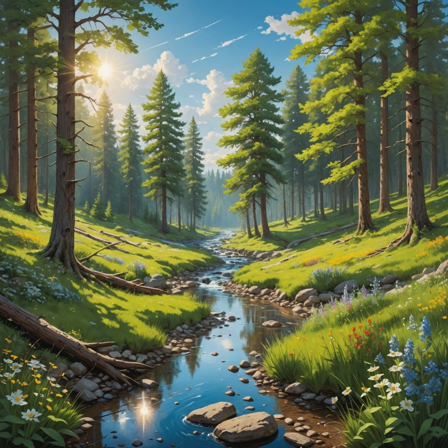 Contrasting Seasons in Digital Forest Painting