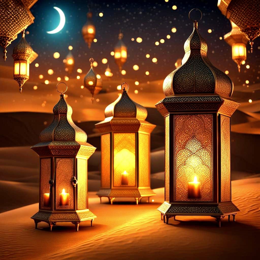 Enchanted Golden Lanterns in the Maghreb Desert