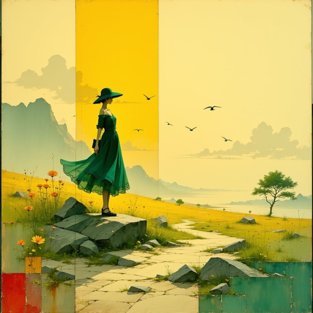 Vibrant Landscape in Amber and Yellow Hues