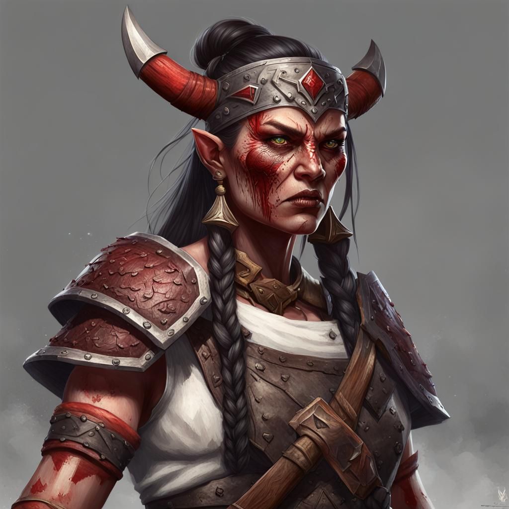 Fierce Orc Warrior Draga Bloodaxe: Hyperrealistic Concept Ar...